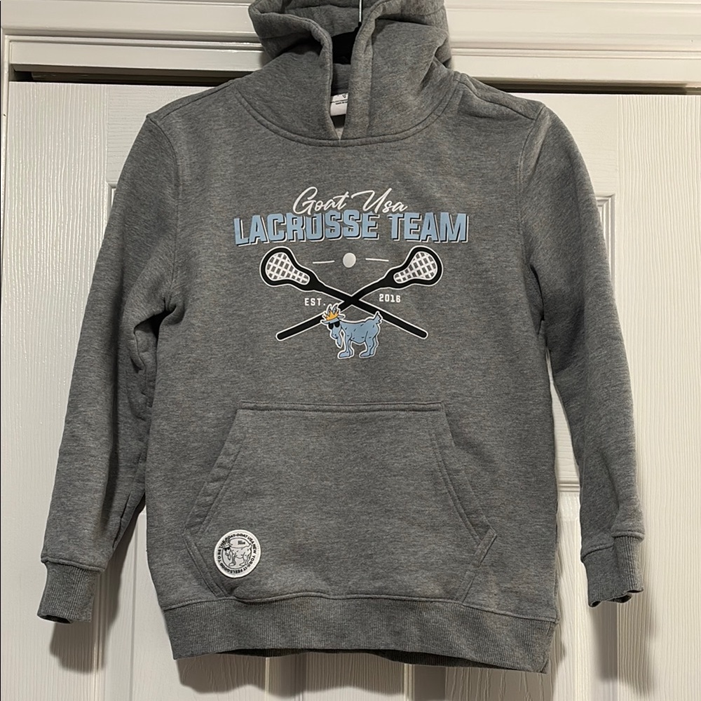 Gray Goat USA 🐐 Lacrosse Team Kids Hoodie  XL Excellent 🇺🇸